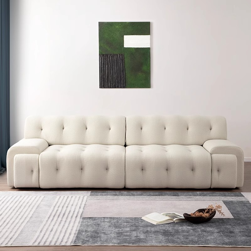 Nuevo estilo italiano minimalista Rochborg sofá eléctrico multifuncional celebridad de Internet pequeño apartamento sofá cama telescópico de tres personas en línea recta
