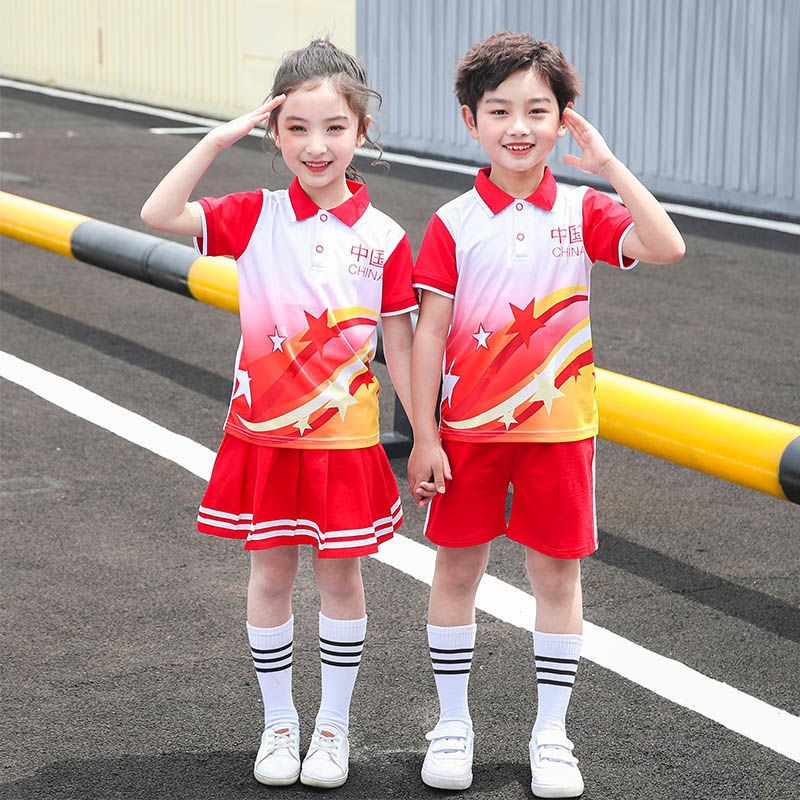 pupil school uniform suit summer Short sleeved Class clothes kindergarten Park service children Summer wear Athletic Wear 61 Costume