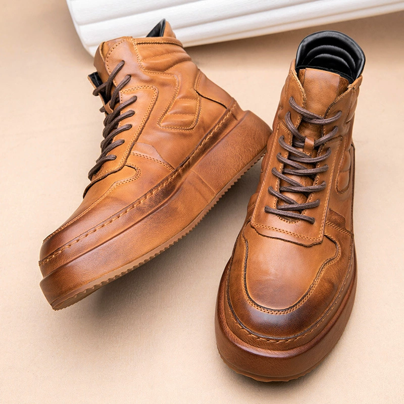 2024 весна и осень новые высококачественные ботинки Martin мужские кожаные короткие ботинки утолщение шнуровки