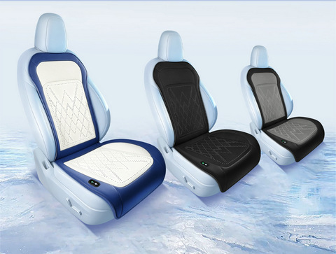 Simple Slim Waist Style Car Seat Cushion with USB Cigarette Lighter Fan Cooling Pad, Summer Special Leather Seat Cushion