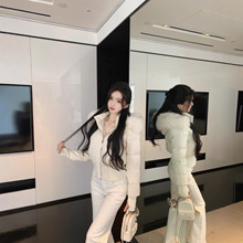 小海鸥收腰短款大毛领冬季新款粉色羽绒服女2025巨好看的冬装外套