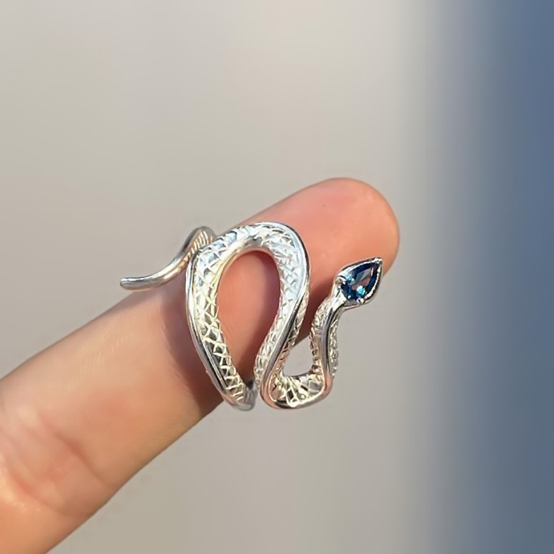 Snake Ring Female Topaz Fashion Personality Cool Wind Men's Light Luxury Open Adjustable Ring Senior