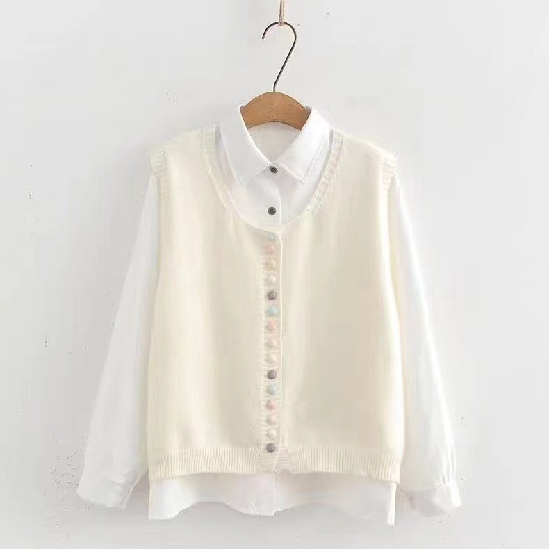 Korean Style New Color-Buttoned Knitted Cardigan Vest for Women, Sweet, Casual, Fashionable, Unique, Lazy, and Chic Niche Top