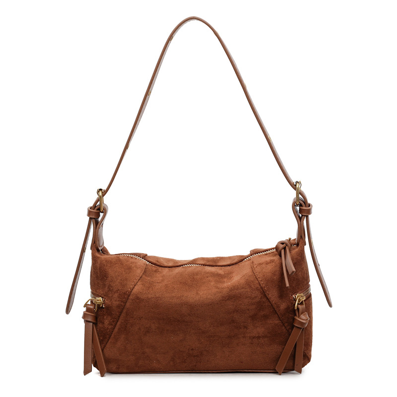Bolsa de almohada de gamuza retro esmeriada, bolsa de hombro, bolsa de brazo, otoño y invierno de 2025, nueva bolsa de mochila para mujeres
