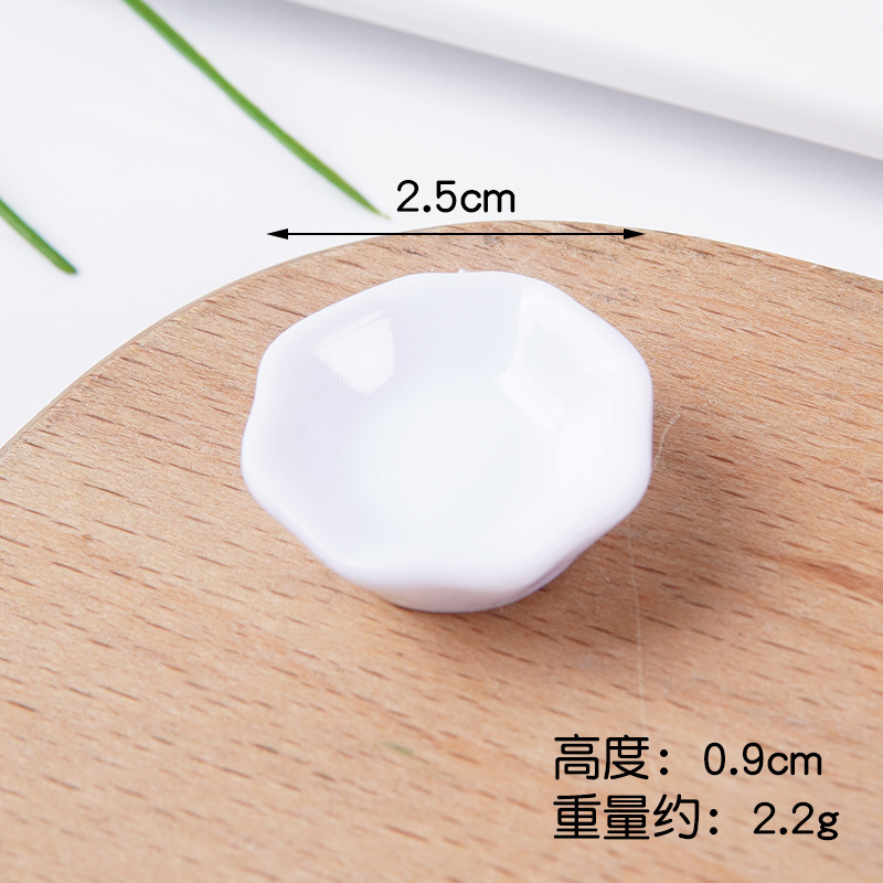 Plato pequeño de plástico blanco simulado para comida, mini plato de comida rápida, plato para bricolaje, juguete de comida, contenedor para pegamento en crema, accesorios.