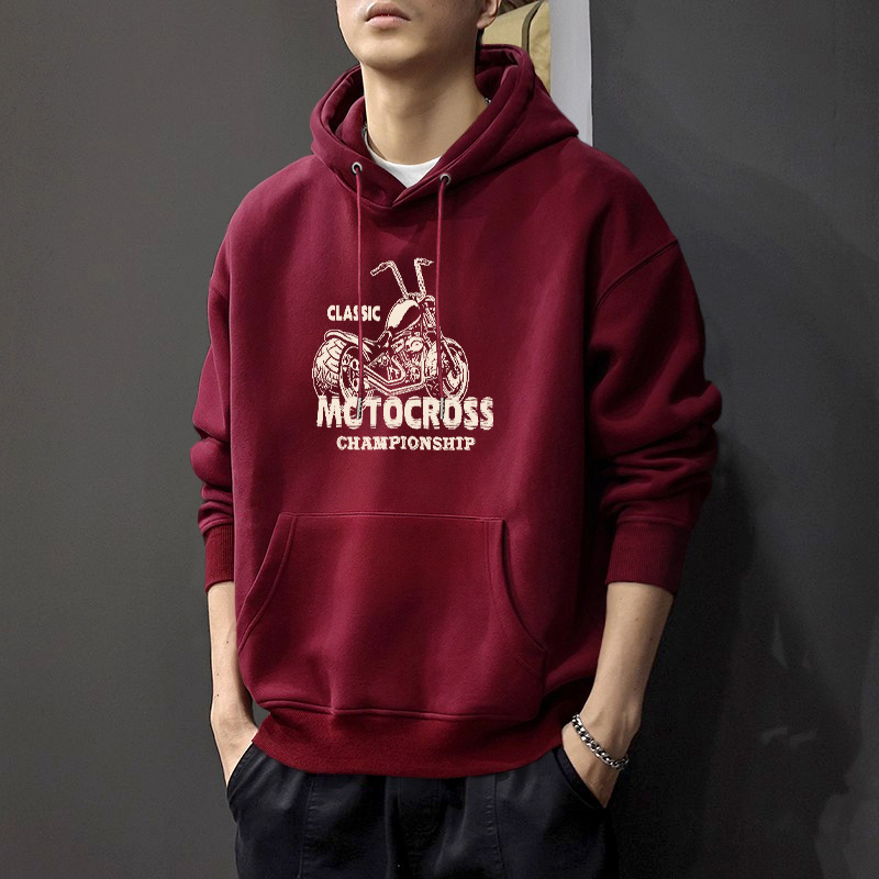 Otoño y invierno suéter masculino suelto casual in tendencia otoño y invierno engrosado pareja nueva impresión de camisa con capuzas de terciopelo