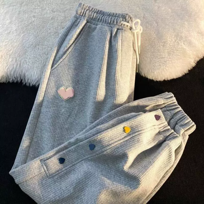 Вафли брюки женские весенние и осенние тонкие приливные дизайнерские чувства нишевые летние спортивные широкие брюки