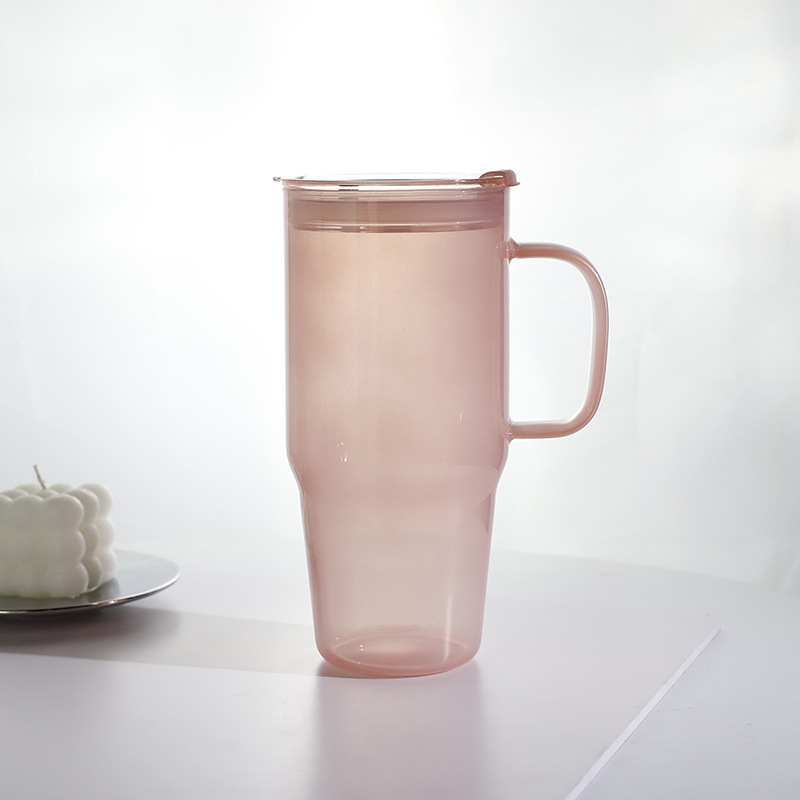 Taza de hielo, taza de paja, taza de agua de vidrio de alta capacidad, taza de agua de vidrio de alta calidad, taza de paja doméstica, taza de vidrio de locomotora