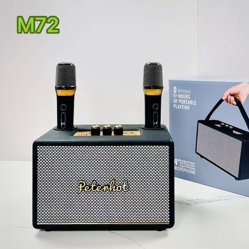 Foreign Trade New M72 Retro Wireless Bluetooth Speaker Wooden Outdoor Satchel Dual Microphone All-In-One Karaoke Speaker Foreign Trade New M72 Retro Wireless Bluetooth Speaker Wooden Outdoor Satchel Dual Microphone All-In-One Karaoke Speaker