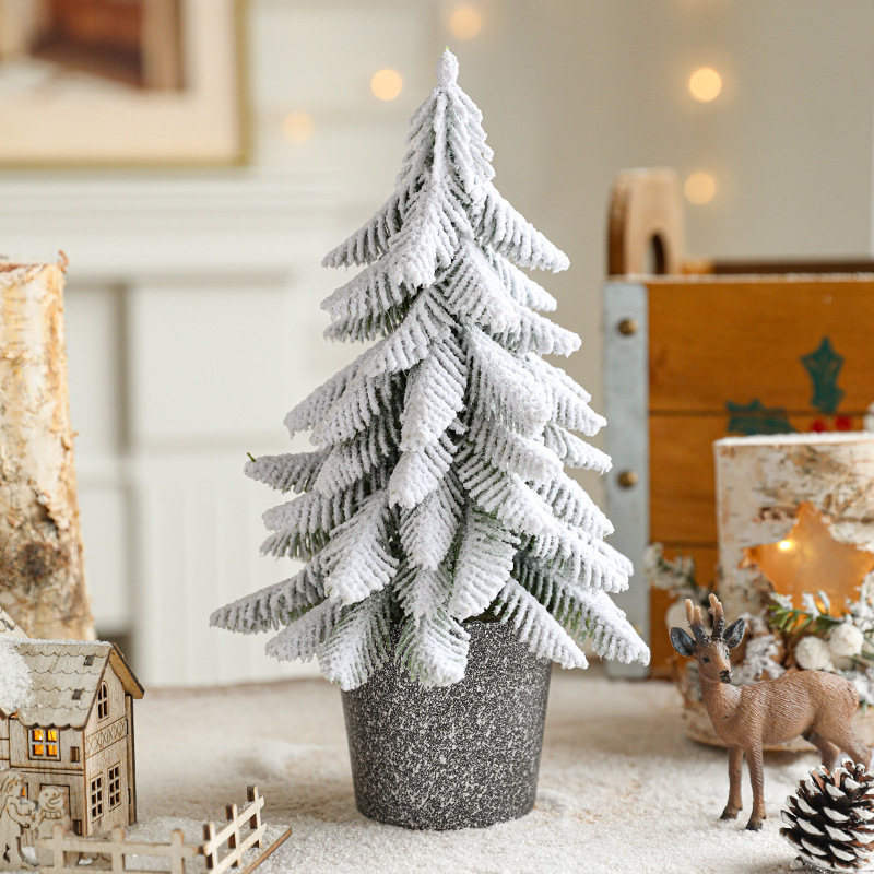 Pequeño árbol de nieve de Navidad doméstico mini decoración de escritorio imitación de árbol de fiesta atmósfera de ventana