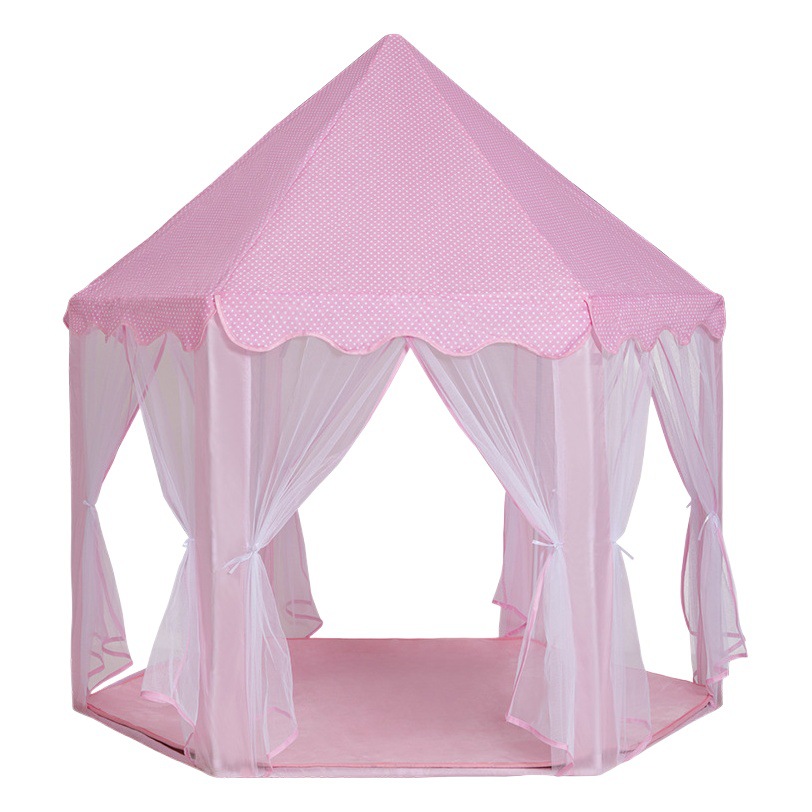 Fábrica directa de una sola pieza entrega tul hexagonal princesa niños mosquito-prueba interior juego casa gran castillo tienda al por mayor
