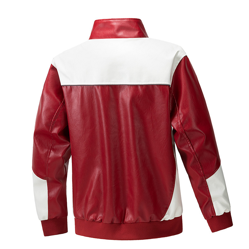 Chaqueta americana de cuero PU hombre chaqueta de hombre primavera y otoño nuevo cuello vertical chaqueta de motocicleta de tendencia universal chaqueta