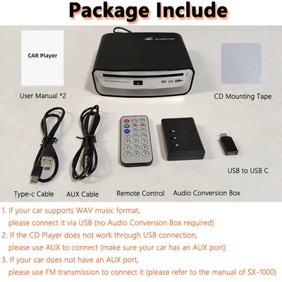 AUX output box, Car CD player
