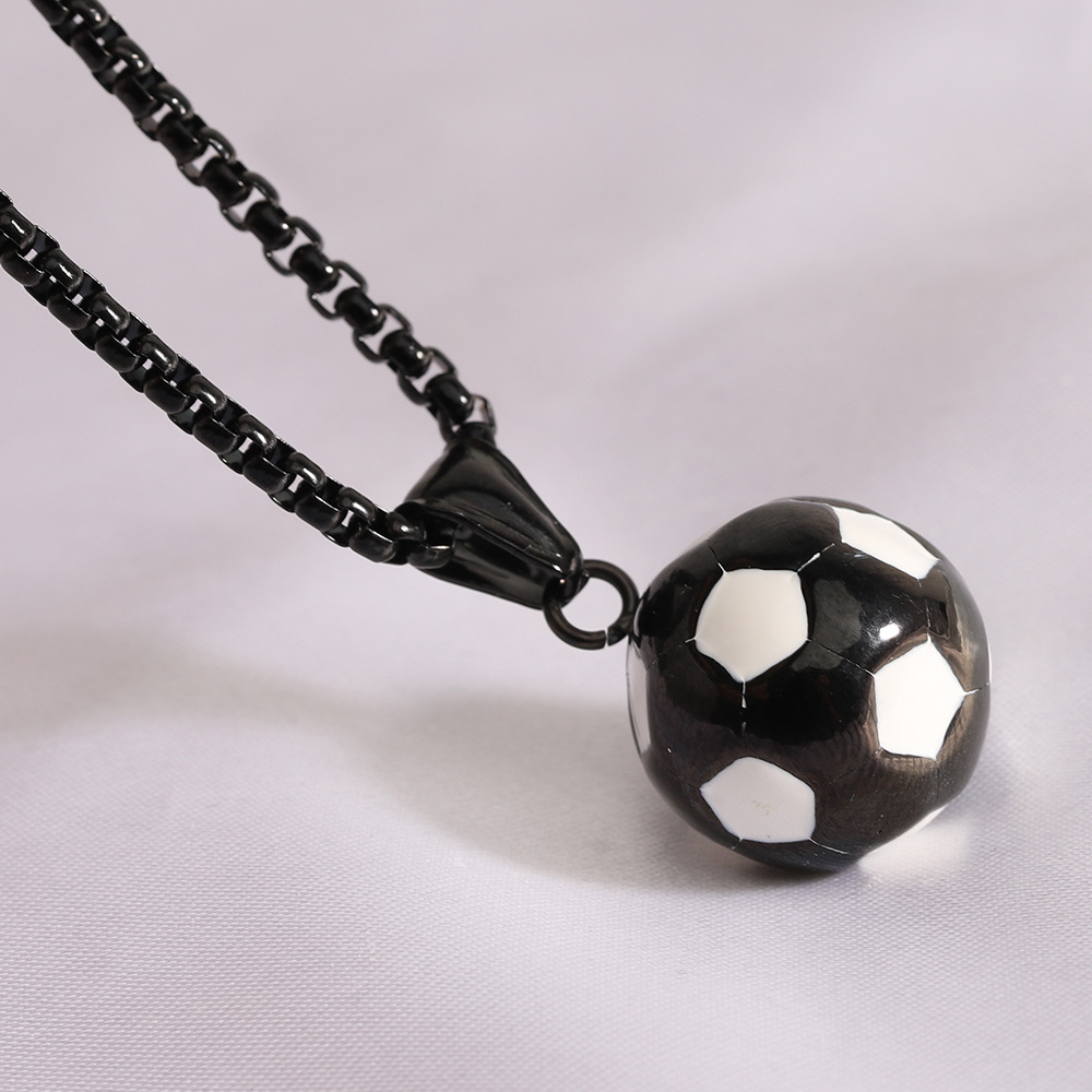 Simple Style Football Titanium Steel Polishing Pendant Necklace display picture 3