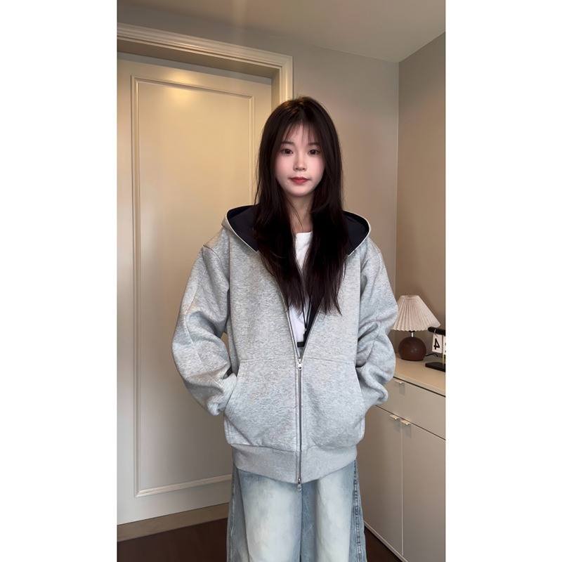 Autumn and winter high-quality American high-street style structured hidden multi-pocket color-blocked cardigan hooded sweatshirt jacket Autumn and winter high-quality American high-street style structured hidden multi-pocket color-blocked cardigan hooded sweatshirt jacket