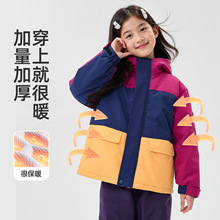 2025冬季抖音爆款儿童派克服潮流拼色加绒加厚童装棉服外套潮批发