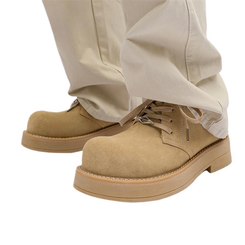 2024 새로운 스타일의 큰 발가락 신발 남성 두꺼운 밑창 높은 마틴 부츠 복고풍 작업복 짧은 부츠 가죽 하이 탑 캐주얼 가죽 신발