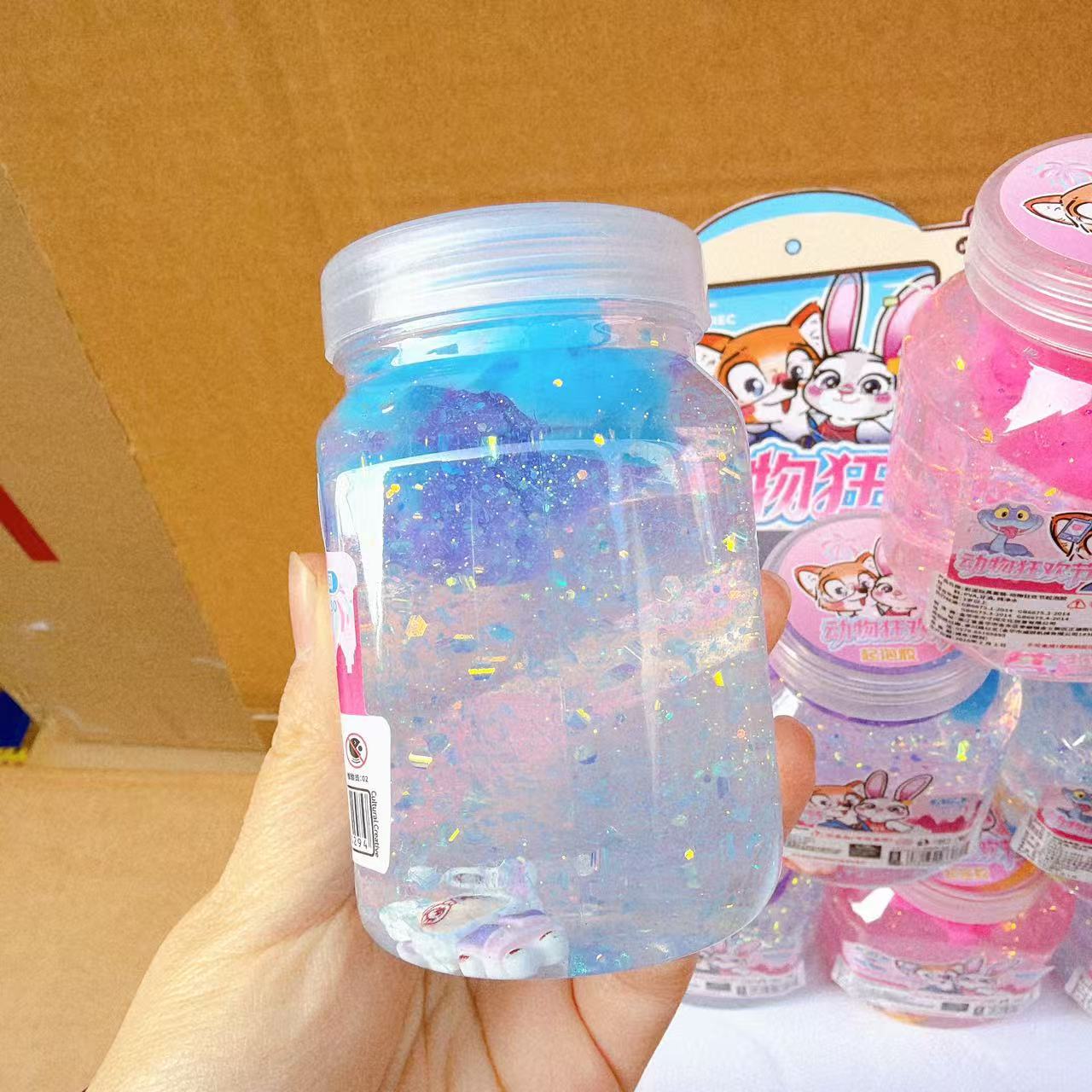 Color de barro de cristal con sequinilla colorido mezcla con goma espumante dibujos animados descomprimidos juguetes para niños Slime al por mayor
