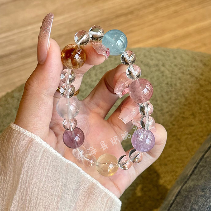 Natural multi-treasure energy crystal white crystal yellow hair crystal sea blue treasure fortune bracelet original design bracelet wholesale
