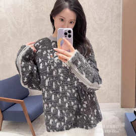 高版本D家25早秋明星同款双面提花拉链针织毛衣宽松百搭男女同款