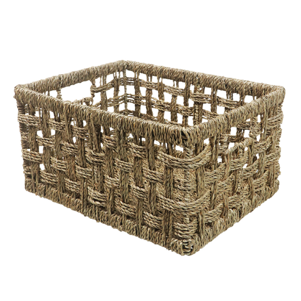 Cesta de almacenamiento de paja hueca nórdica, bocadillos, bebidas, canasta de artículos diversos, caja de almacenamiento tejida a mano simple japonesa