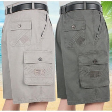 中老年纯棉男五分裤宽松高腰爸爸中裤夏季父亲工装裤男短裤五分裤