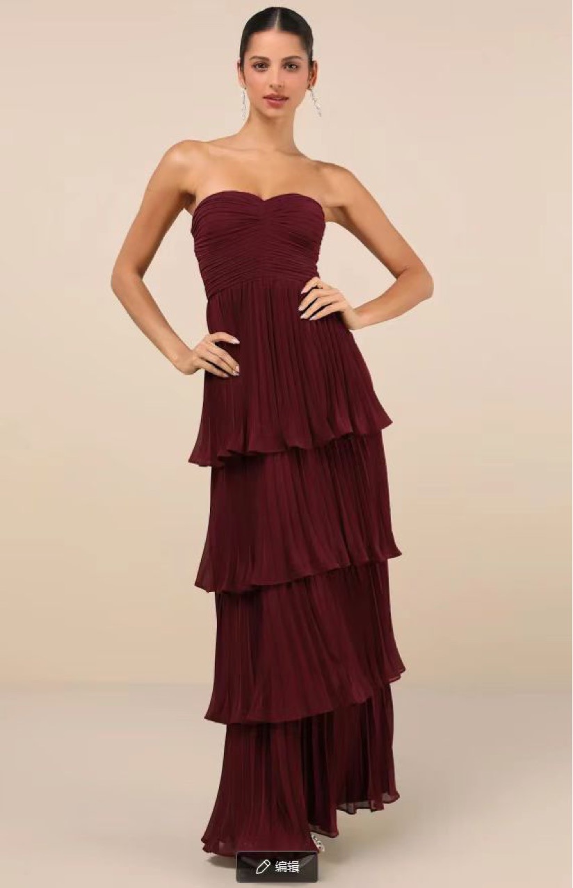 Robe de soirée bustier sirène pour femme – Robe de soirée sexy à volants superposés et taille cintrée (S-XXL)_voghion.com