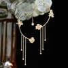 Fashionable ear clips with tassels, flowered, french style, simple and elegant design, no pierced ears