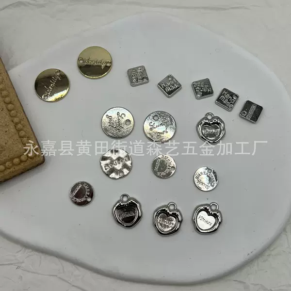 Jewelry Pendant DIY English Letter Round Plate Accessories Zinc Alloy Small Pendant Accessories Bracelet Necklace Pendant