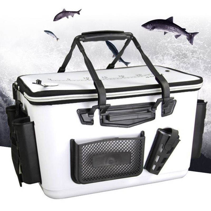 釣りバケツ一体成型釣りボックス活魚バケツルアーツールボックスサイドポケット付き釣り具釣りボックス魚保護バッグ|undefined