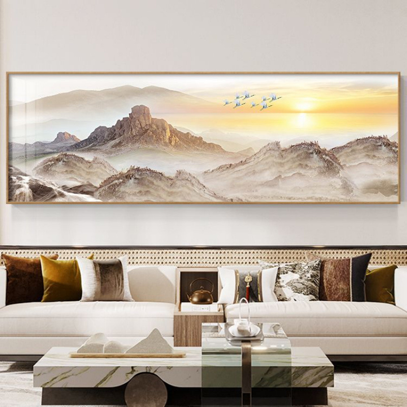 沙发办公室中式图新装饰画背景墙壁画客厅书房山水画千里挂画江山|undefined