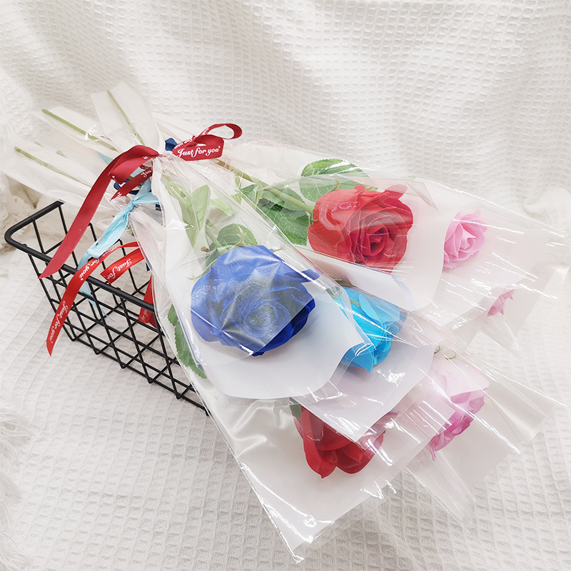 教师节圣诞开学季单支玫瑰花仿真康乃馨香皂花肥皂花创意礼盒配饰