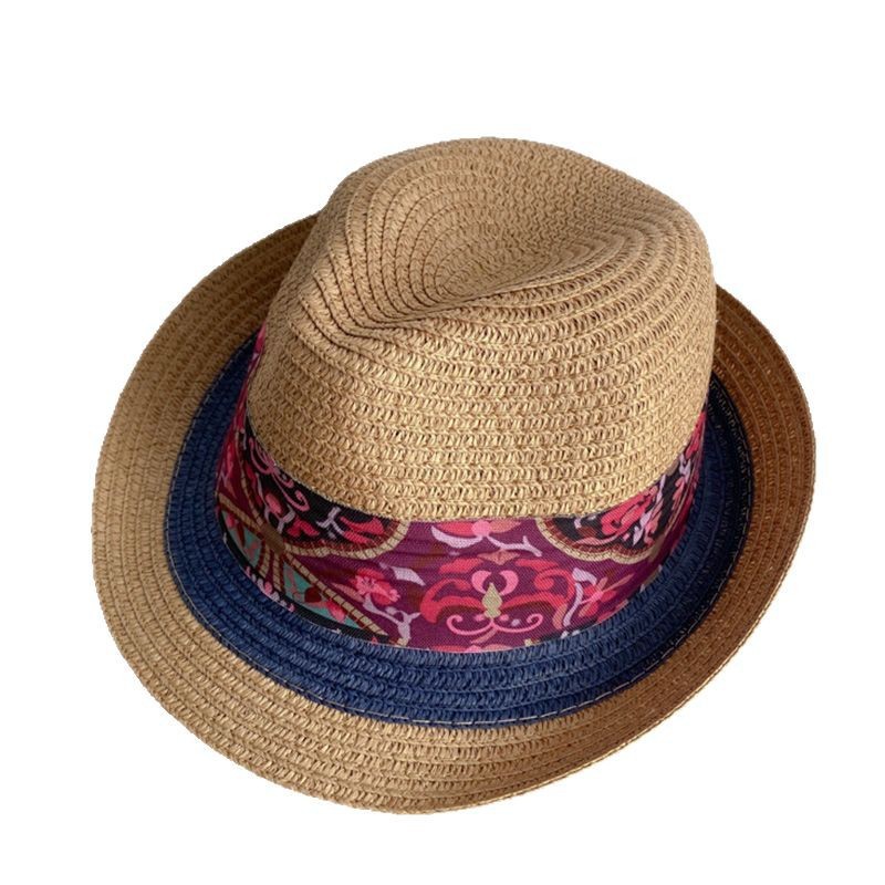 Vintage Sun Hat Women's New Ethnic-style Straw Hat, Men's Small Hat Seaside Beach, Sun Protection For Spring Summer Vacations And_voghion.com