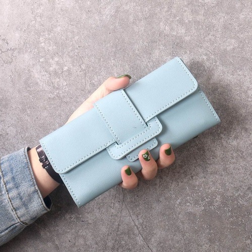  New Women's Long Wallet Tri-fold Clutch Multifunctional PU Leather Bag Korean Style Simple Fashion Wallet