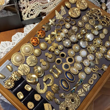 中古vintage银针椭圆耳环复古小众宫廷风耳钉轻奢高级感耳饰批发