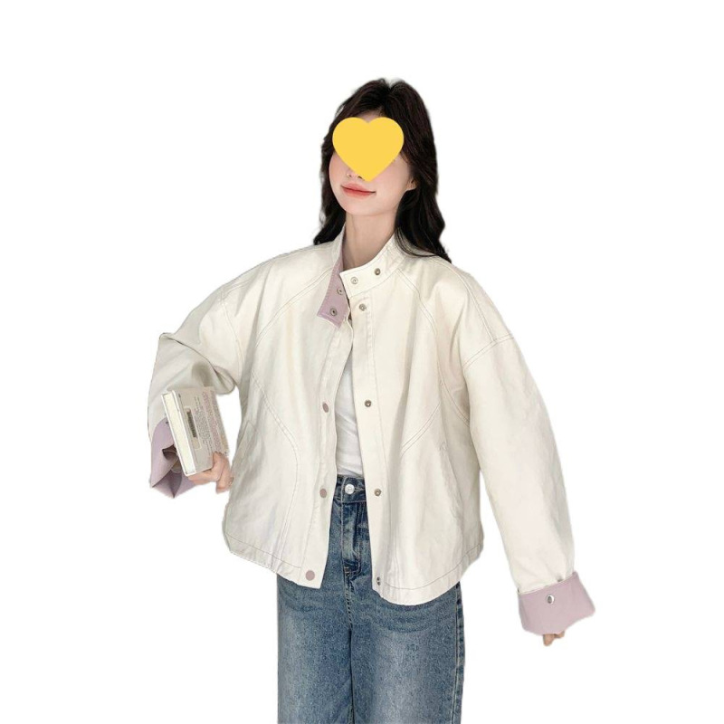 撞色休闲工装外套女春秋2025新款港风休闲流行爆款小个子牛仔上衣|undefined