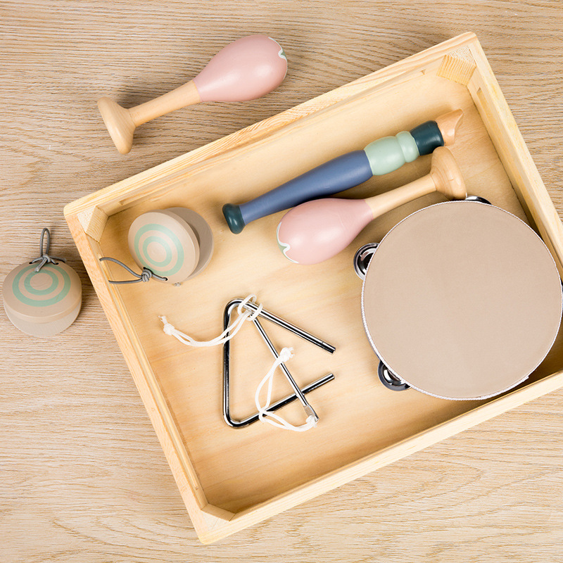Educación temprana para niños simulación madera arena martillo campana sonajero castañuelas conjunto de instrumentos de percusión Orff juguetes educativos