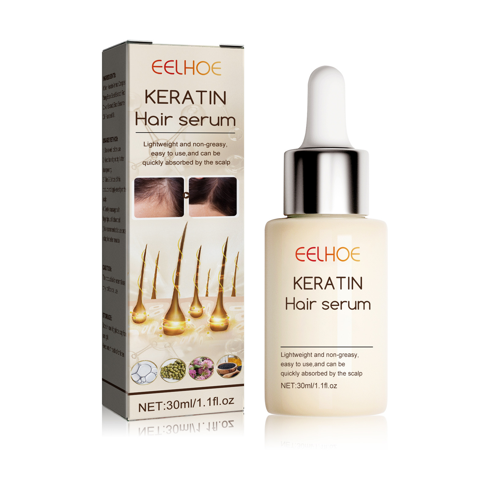 EELHOE Hair Thickness Essence Spendet dem Haar Feuchtigkeit, repariert die Haarwurzeln, verdickt den Haaransatz, kräftigt und stärkt das Haar, Haarpflege-Essenz_voghion.com