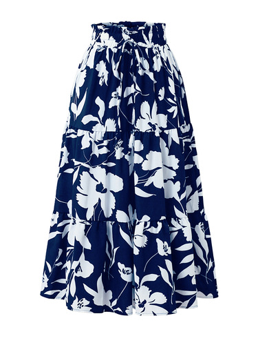 Amazon Independent Station Cross-border Trade Print A-line Semi-skirt Summer High-end Feel Pleated Skirt Women's Dress
