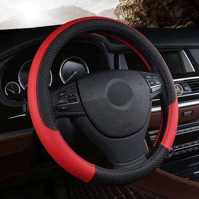 Steering wheel cover cover TEMU explosion non-slip - x680-black-red-with-white-environmental-protection-inner-ring-38cm-at-home-and-abroad