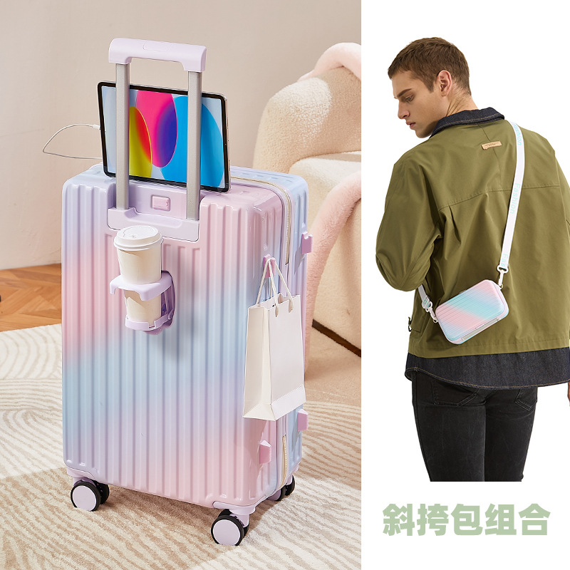 Maleta mujer de alto valor neto neto caja con ruedas de color degradado para hombre 24 pulgadas de gran capacidad contraseña de estudiante caja de viaje