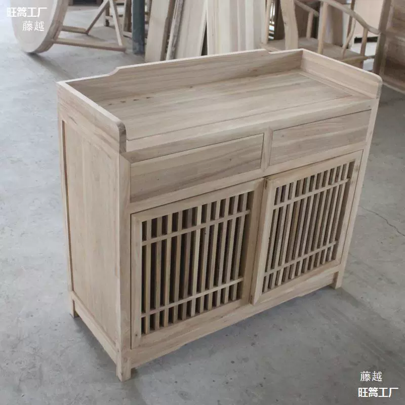 Северный старый вяз, новый китайский стиль, буфет из цельного дерева, белый грубый чайный шкаф для хранения, шкаф для прихожей, шкаф для хранения