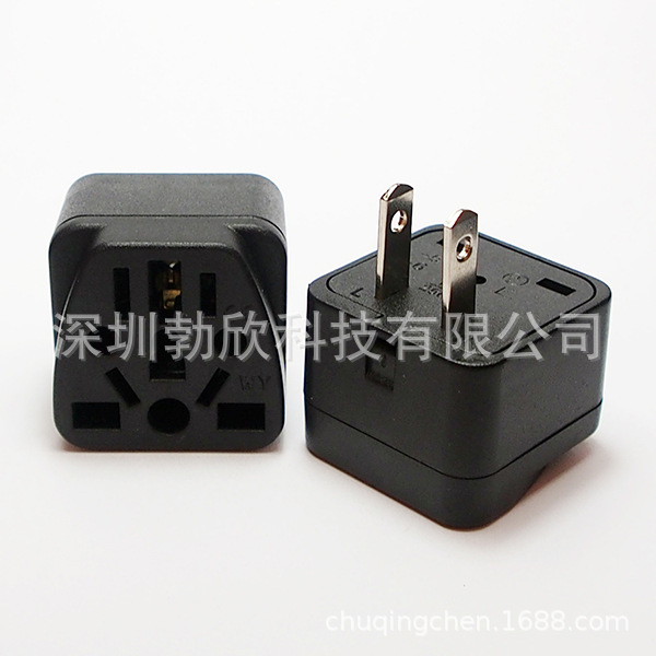 WY-6极性两扁圆脚多功能性插孔2扁转3脚插头CE日本泰国美式插头