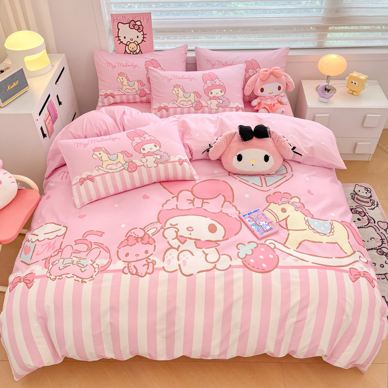 美楽蒂純綿ベッド4点セットのクロミアニメ純綿学生寮3点セットのベッドカバーkt