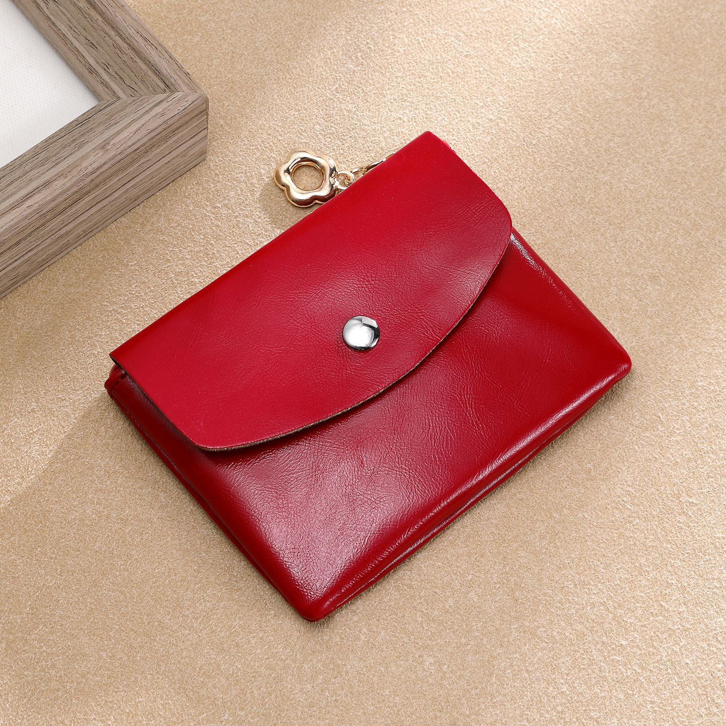 Mini bolso de cambio 2 - en - 1 bolso de tarjetas para hombres y mujeres, bolso corto de gran capacidad, bolso de doble capa de monedas de piel suave simple