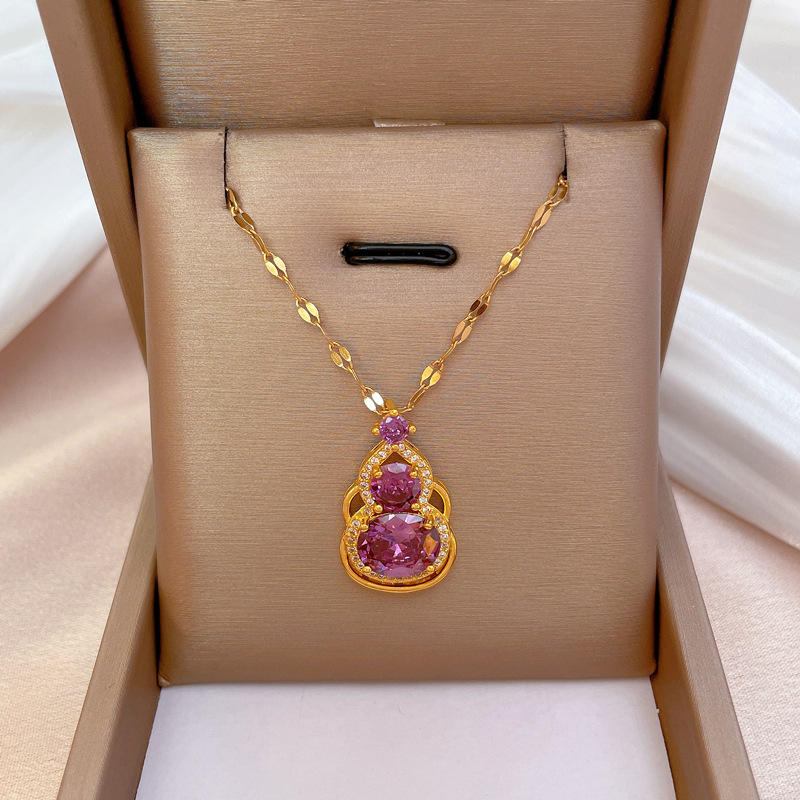 fashion contrast color gourd microencrusted zircon necklace wholesalepicture2