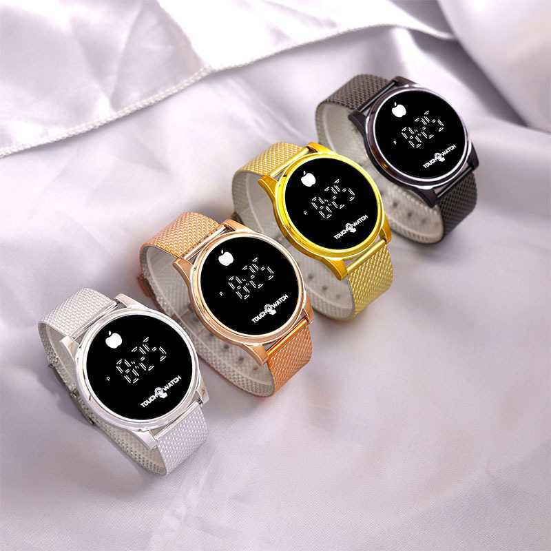 Spot New Led Round Touch Touch Sunglasses Fashion Electroplating Strap Leisure Business Digital Watch