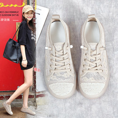 Summer 2021 New Women's Casual Low-Top Glue Shoes with Front Lacing Durable Round Toe Cloth Shoes