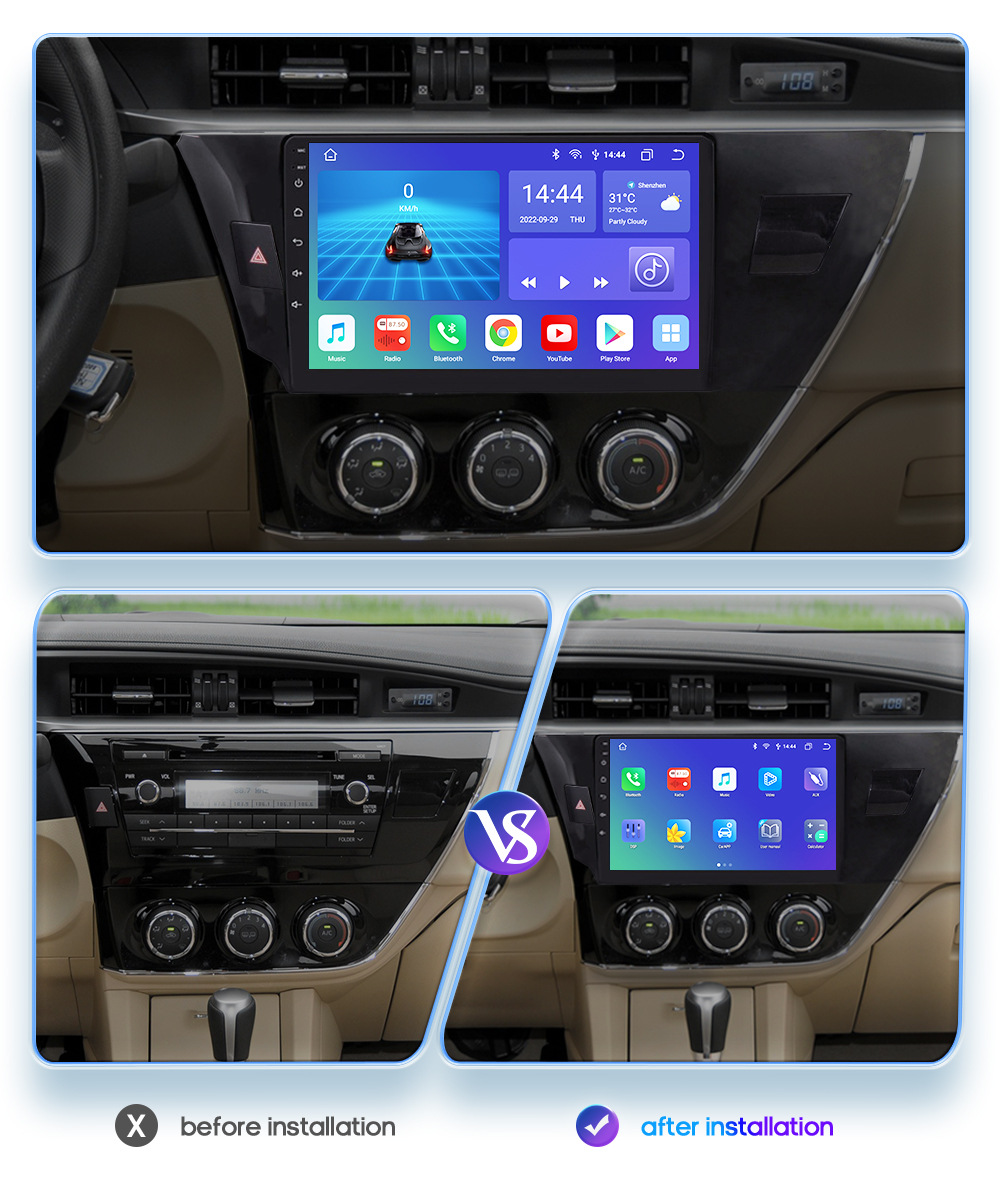Overseas Android Navigation Is Suitable for 14-16 Toyota Corolla Corolla Car Navigation Gps4G Full Network Communication