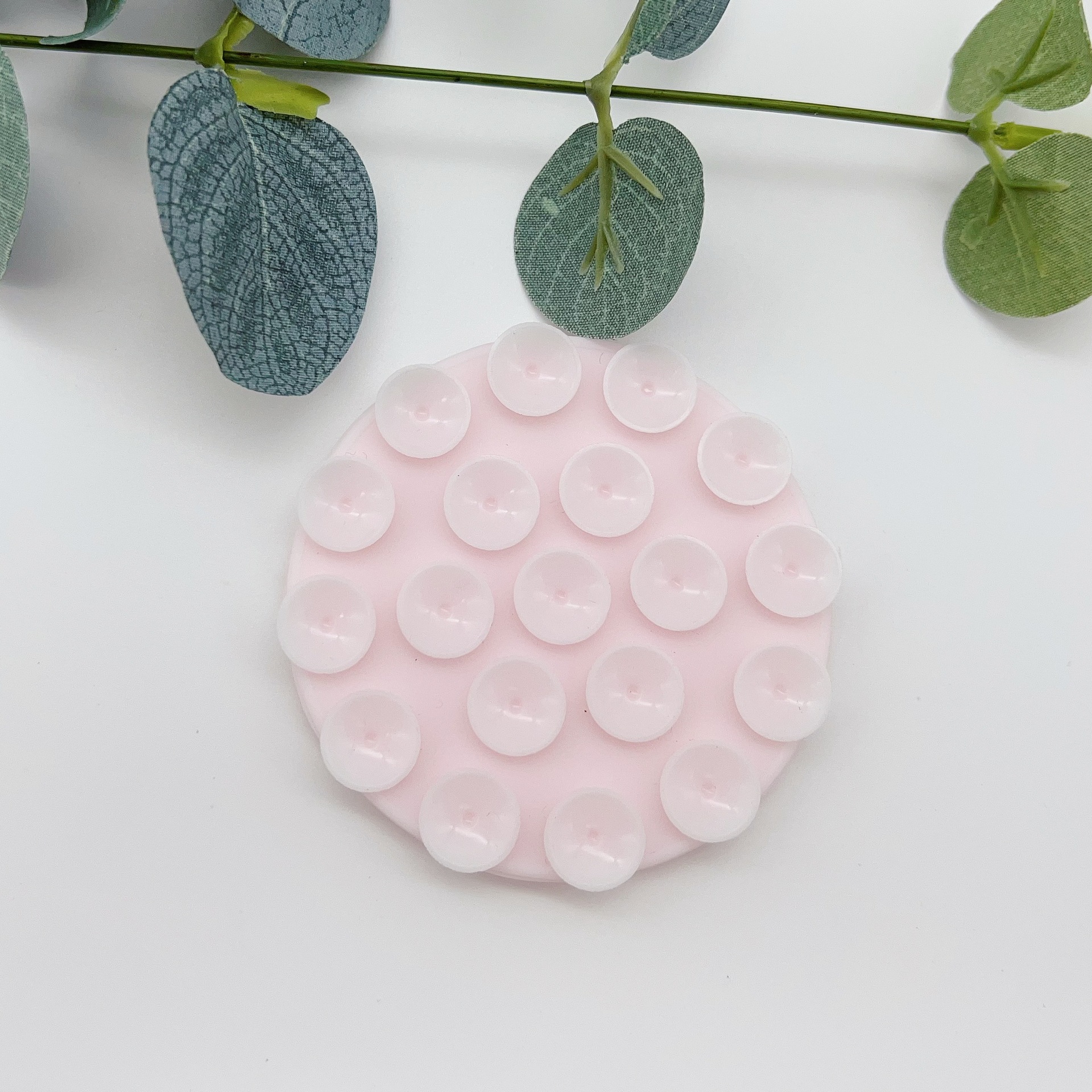 19개의 둥근 양면 흡입 컵*11g*라이트 핑크*1 팩